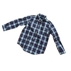 Janie & Jack The Tartan Poplin Dress Shirt Button Up Long Sleeve Size 3
